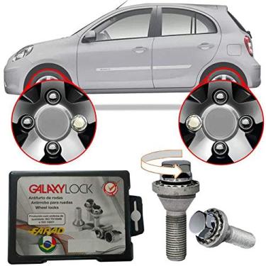 Imagem de Trava Antifurto Anti Roubo de Roda Parafuso Porca Farad GalaxyLock Nissan March 2012 à 2019 Com Mais de 10.000 Segredos DNL/M
