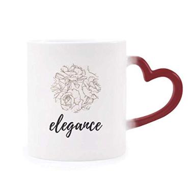 Imagem de Caneca sensível ao calor de plantas desenho de linha com desenho de linha Caneca de grés que muda de cor vermelha