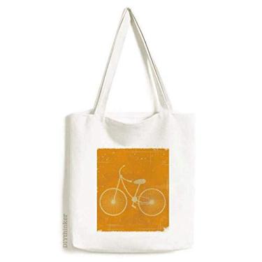 Imagem de Ilustração esportiva de bicicleta, estampa amarela, sacola de compras, bolsa casual