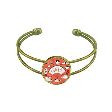 Imagem de Pulseira Japonesa Sushi Geisha Japonesa Tóquio Bracelete Retrô Joia de Punho Aberto