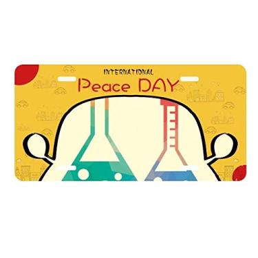 Imagem de DIYthinker Placa de licença com estampa de química com dois cônicos, etiqueta para decoração de carro, dia da paz