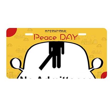 Imagem de DIYthinker Placa de licença No Admittance Black Symbol Pattern Tag Car Decor Peace Day