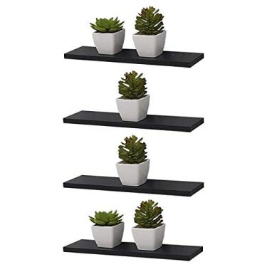 Imagem de Kit 4 Prateleiras 40 x 15cm Preta Suporte Invisível