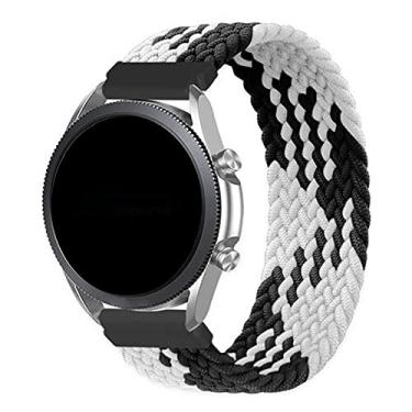 Imagem de Pulseira 22mm Trançada Elastica LTIMPORTS, compativel com Galaxy Watch 3 45mm - Galaxy Watch 46mm Sm-R800 - Gear S3 Frontier - GTR4/GTR3/GTR2/GTR 47mm - Bip 5 (Preto/Branco [Tam. G] (Pulso 195 até 210mm))