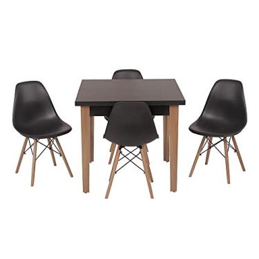 Imagem de Conjunto Mesa de Jantar Luiza 80cm Preta com 4 Cadeiras Eames Eiffel - Preto