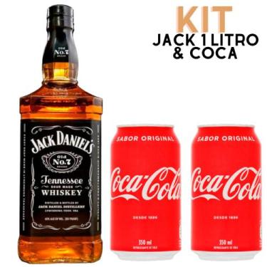 Imagem de Whisky Jack Daniel's Old No.7 Black 1 Litro Com 2 Coca Cola 350ml Kit