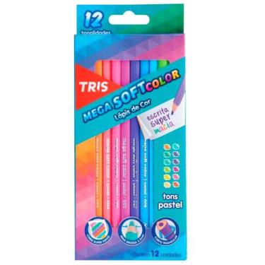 Imagem de Lápis De Cor Mega Soft Color 12 Cores Tons Pastel - Tris