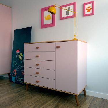 Imagem de Cômoda Infantil Bartira Ternura com 5 Gavetas e 1 Porta - 106,8cm de largura