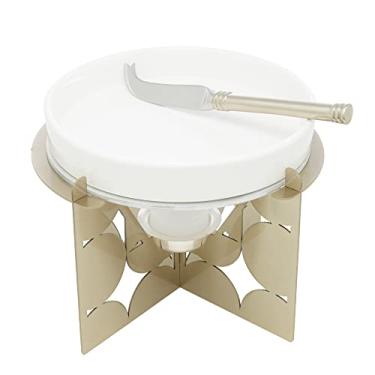 Imagem de Rechaud de Cerâmica com Suporte de Aço Inox e Faca Bauhaus Champanhe 17cm x 13cm - Wolff