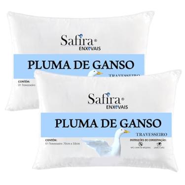 Imagem de Travesseiro pluma de ganso kit 2 un. antialérgico anti ácaros sintética branco com desenvolvimento ecológico 100% vegano