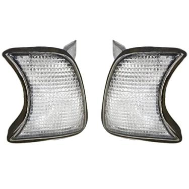 Imagem de JESYMBX 1 par de cantos dianteiros esquerdo e direito com indicadores de cantos de seta laranja branco para BMW Série 5 E34 1989-1995 63131384033 63131384034