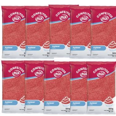 Imagem de 10 Açúcar Colorido Algodão Doce Bolo Cupcake Confeitaria (Vermelho)