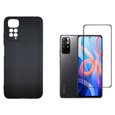 Imagem de Capa Capinha Anti Impacto Aveludada Compatível Xiaomi Redmi Note 11 Pro 5G + Película Vidro 3D (preto)