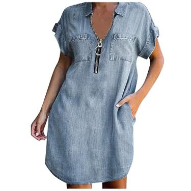 Imagem de Vestido de verão feminino slim moda manga midi curto 2023 vestido casual feminino vestidos de algodão para mulheres, Cinza, XXG