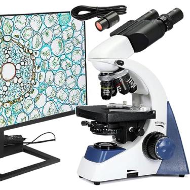 Imagem de CHONGHAN Microscópios Compostos Binoculares 40X-10000X, Profissional Biomicroscópio Com Ocular Eletrônica HD 2 Milhões de Pixels & WF10X WF20X Ocular, Foco ajustável, Estágio Mecânico de Camada Dupla
