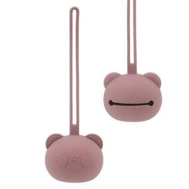 Imagem de Porta Chupeta Silicone Protetor Alça Rosa Menina Bpa Free