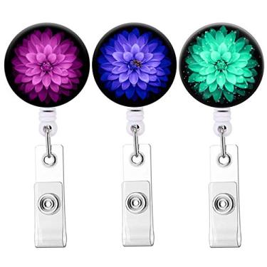 Imagem de Bobina retrátil para crachá, porta-crachá Knocent para enfermeiras com clipe de jacaré, porta-cartões de identificação com clipe para crachá fofo para enfermeiros (pacote com 3)