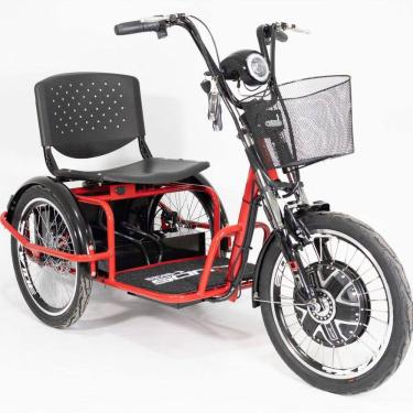 Imagem de Triciclo Elétrico 800W Lítio Ré Farol e Alarme Fox Vermelho com Cestinha