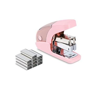 Imagem de PAPERPAL Conjunto de mini grampeador sem esforço, capacidade para 20 folhas, removedor integrado e armazenamento de grampeadores, comporta grampos de 1/10.2 cm, inclui 1000 grampos, leve, escritório,