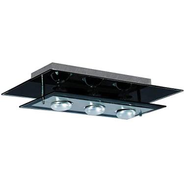 Imagem de Luminária Plafon com 02 Vidros para 03 Lampadas 50cm x 28cm Ideal para Sala, Cozinha, Quarto (Preto)