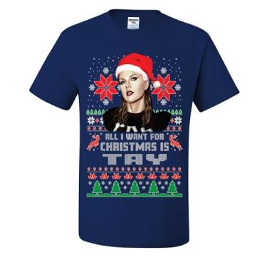 Imagem de wild custom apparel Camisetas feias de Natal All I Want for Christmas is Tay, Azul royal, 3G