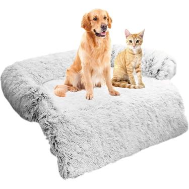 Imagem de Sofá macio da esteira do cão do luxuoso, coxim macio confortável do colchão do cão, cama ortopédica do cão lavável anti deslizamento protetor calmante da mobília, cinza, s