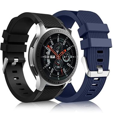 Imagem de Lerobo [Pacote com 2 pulseiras compatíveis com Samsung Galaxy Watch 3 de 45 mm/Galaxy Watch de 46 mm/pulseira de relógio inteligente de 22 mm Gear S3 Frontier, acessórios casuais para mulheres e