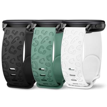 Imagem de Huadea Pacote com 3 pulseiras de relógio com gravação de leopardo compatíveis com Garmin Vivoactive 4/Venu 2/Venu 3, pulseira de silicone Cheetah de 22 mm para Garmin Forerunner