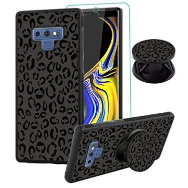 Imagem de SAKUULO Capa para Samsung Galaxy Note 9, [protetor de tela + suporte] Design de leopardo preto, textura de pneu antiderrapante + capa protetora de TPU resistente à prova de choque para Samsung Galaxy Note 9 de 6,4 polegadas