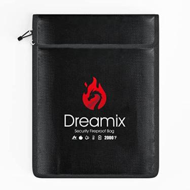 Imagem de Dreamix Bolsa de documentos à prova de fogo e à prova d'água para armazenamento seguro de objetos de valor para dinheiro, joias, arquivo de documentos legais, atualizado, dois bolsos, bolsa para dinheiro à