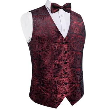 Imagem de Colete masculino de seda Paisley para vestido de smoking acessório colete masculino lenço abotoaduras gravata borboleta coletes negócios, Mj-0179, G