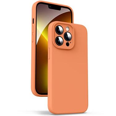 Imagem de Supdeal Capa de silicone líquido para iPhone 13 Pro Max, [proteção da câmera] [antiimpressões digitais] [carregamento sem fio] capa protetora para celular de 4 camadas, capa protetora de microfibra embutida, 6,7 polegadas, laranja