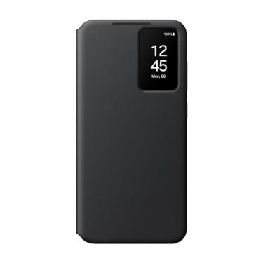 Imagem de Samsung Capa para celular Galaxy S24+ Plus S-View, capa protetora com tela pequena inteligente, controle de toque de dedo, design fino, bolso para cartão, versão dos EUA, EF-ZS926CBEGUS, preta