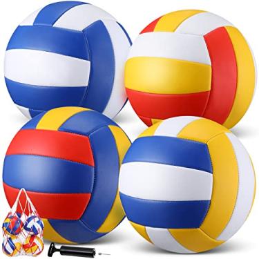 Imagem de HyDren Pacote com 4 bolas de vôlei com bomba, tamanho oficial, vôlei de praia recreativo ao ar livre para iniciantes, competitivos, jogos recreativos, treinamento de academia interna