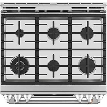 Imagem de FireFly Home Protetor de fogão para fogão a gás General Electric Série GE Café, ajuste personalizado, ultrafino, reutilizável, protetor contra respingos de queimador, protetor de respingos em prata - C2S900P2MS1