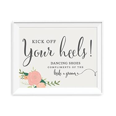 Imagem de Andaz Press Placas de festa de casamento, estampa floral de rosas, 21,5 cm x 28 cm, sapatos de dança sandálias de chinelo de dança placa de recepção de pista de dança, pacote com 1, sem moldura
