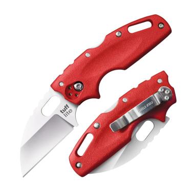 Imagem de COLD STEEL Faca dobrável Tuff Lite 6,3 cm AUS8A Sheepsfoot Lâmina lisa afiada 9 cm Griv-Ex Red Handle Pocket Knife, encaixotada