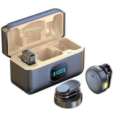 Imagem de IIQ Micrphone para iPhone iPad com capa de carregamento 7H, 2 peças de mini microfone profissional sem fio, para gravação de vídeo/vlog/TikTok/YouTube/entrevista, 21 m, MI7927