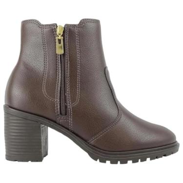 Imagem de Bota Beira Rio Feminina Café – Salto Bloco Médio com Zíper e Conforto Diário – Nº 35