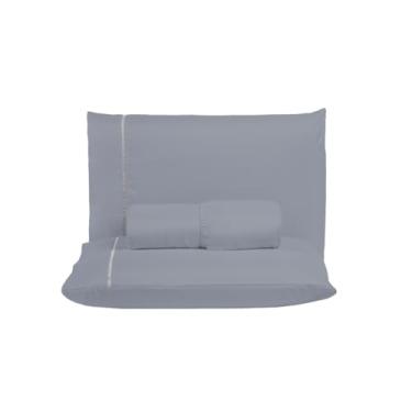 Imagem de Kit Jogo de Lençol Solteiro Ponto Palito 400 Fios com Elástico e Fronha 2 peças (CINZA)