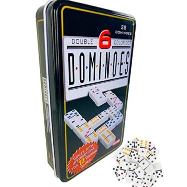 Imagem de NF ROADTOLOVE Dominó Jogo de mesa - Domino com 28 fichas e caixa metálica - jogo tradicional para crianças e adultos - desenvolvimento de habilidades cognitivas. Domino2