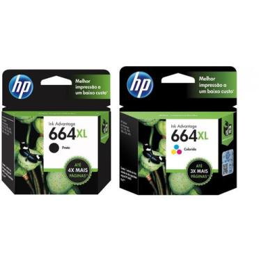 Imagem de Kit Cartucho De Tinta Hp Preto 664 Xl - Original + Cartucho De Tinta H