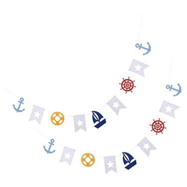 Imagem de Xiaojikuaipao 2x Faixa de tecido infantil de feltro guirlanda de festa tema náutico decoração infantil
