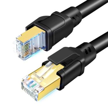 Imagem de DDMALL Cabo Ethernet CAT 8, cabo de rede Gigabit CAT8 de 1 m de alta velocidade (40 Gbps 2000 MHz), cabo de Internet LAN SFTP com RJ45 banhado a ouro para jogos, PS5, PS4, roteador, modem, PC, TV (1