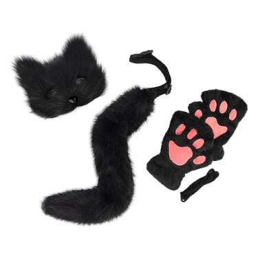 Imagem de oshhni Conjunto de Máscara E Cauda Therian com Patas de Fantasia para Dramatização de Performance de Palco, preto