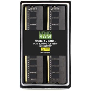 Imagem de NEMIX RAM 96GB (2X48GB) DDR5 5200MHZ PC5-41600 2Rx8 1.1V CL44 288-PIN Non-ECC Unbuffered UDIMM Desktop PC Memory KIT