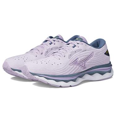 Imagem de Mizuno Tênis de corrida feminino Wave Sky 6, Lilás pastel/branco, 38
