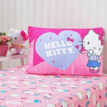 Imagem de Jogo de Cama Solteiro Infantil Lençol Menina Hello Kitty 2 Peças Estampado Personagens - Com Elástico (Hello Kitty Escuro)