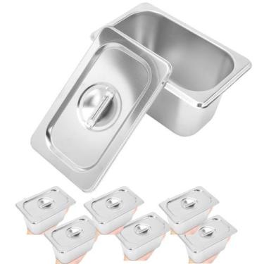 Imagem de Cuba e Tampa Gastronômica Inox Gn 1/9 X100 Rechaud Kit 6 pçs - Losansh