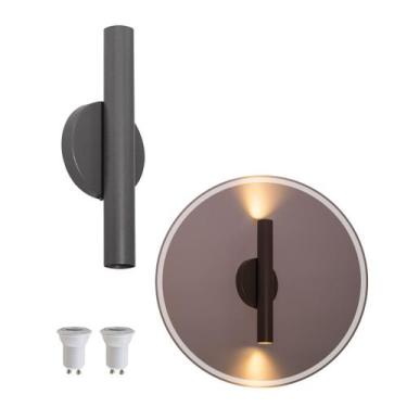 Imagem de Arandela Tubo Cilindro Cinza 30cm 2 Fachos + 2 LED MR11 Br.Quente ST27